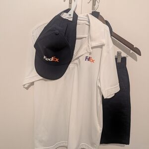Dex White Polo Shirt with Navy Cap and Shorts